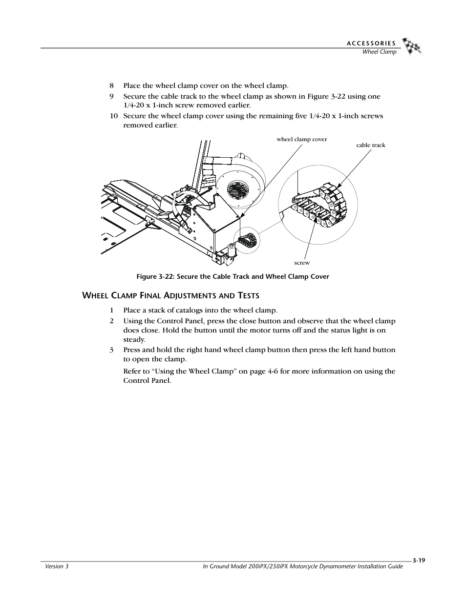 Wheel clamp final adjustments and tests | Dynojet 250ix: Pit Installation Guide User Manual | Page 101 / 163