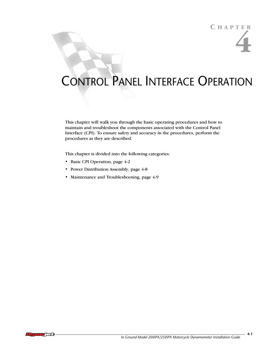 4 - control panel interface operation | Dynojet 250ix: Pit Installation Guide User Manual | Page 103 / 163