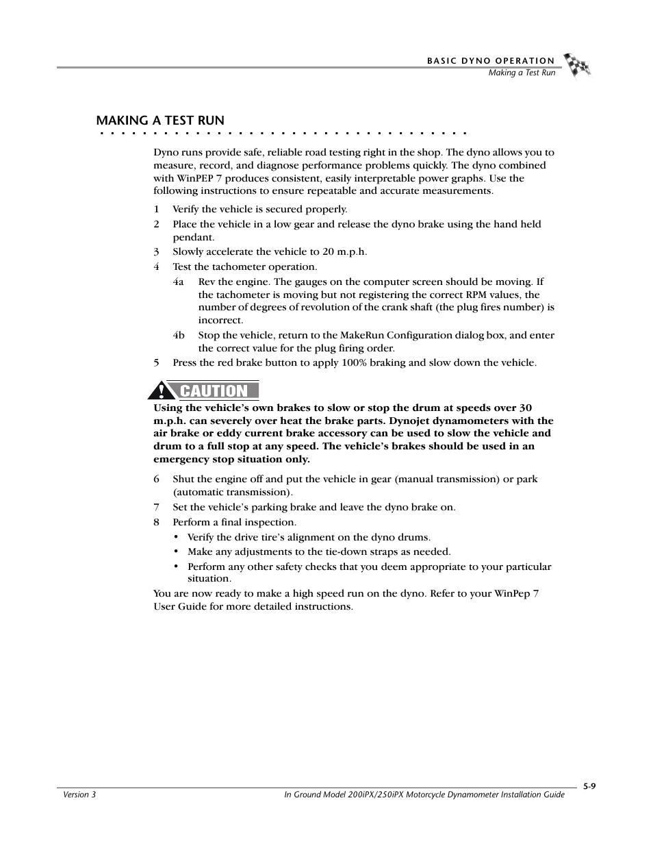 Making a test run | Dynojet 250ix: Pit Installation Guide User Manual | Page 123 / 163