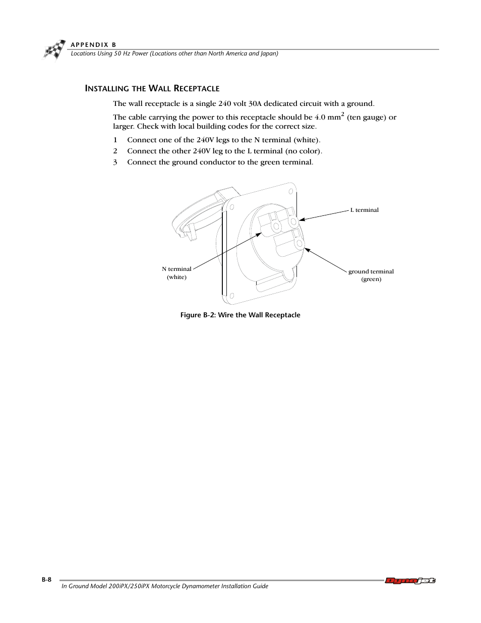 Installing the wall receptacle | Dynojet 250ix: Pit Installation Guide User Manual | Page 136 / 163