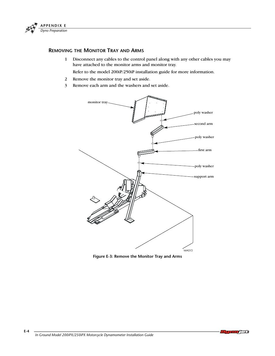 Removing the monitor tray and arms | Dynojet 250ix: Pit Installation Guide User Manual | Page 154 / 163