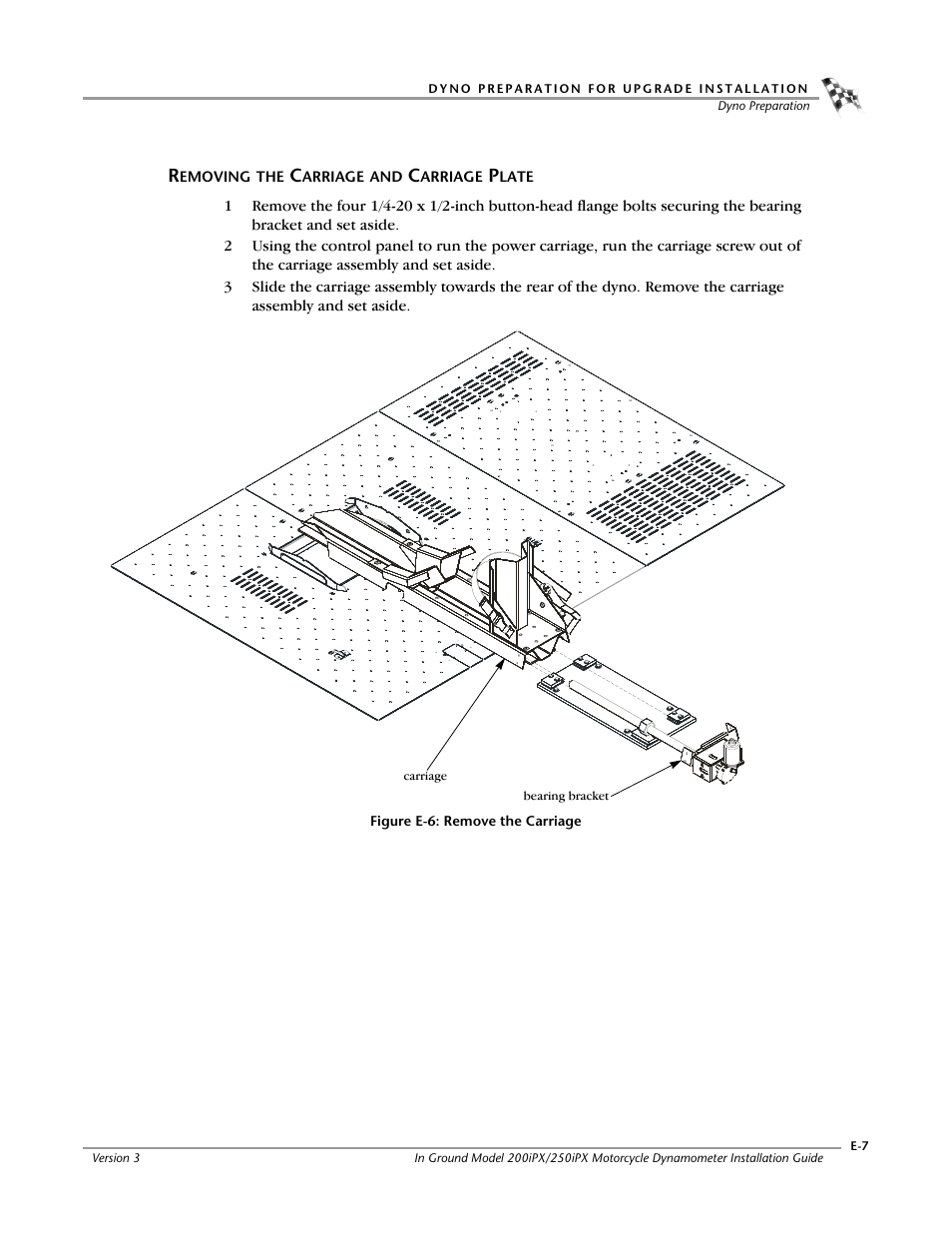 Removing the carriage and carriage plate | Dynojet 250ix: Pit Installation Guide User Manual | Page 157 / 163