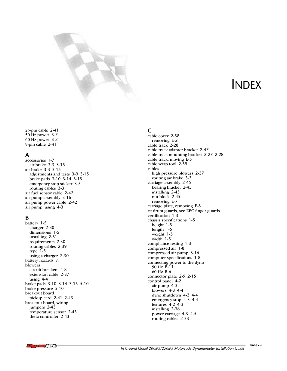 Index, Ndex | Dynojet 250ix: Pit Installation Guide User Manual | Page 159 / 163