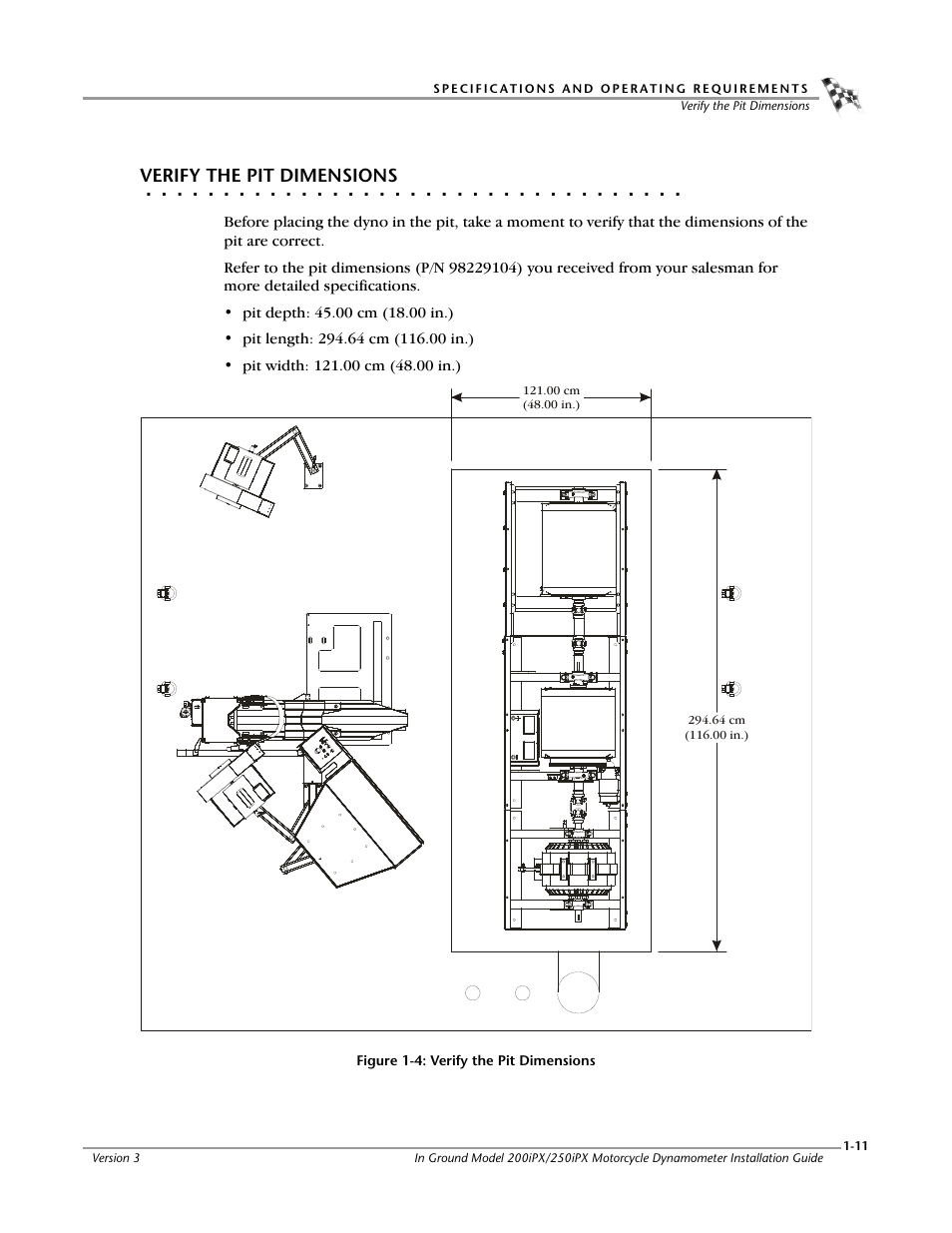 Verify the pit dimensions | Dynojet 250ix: Pit Installation Guide User Manual | Page 21 / 163