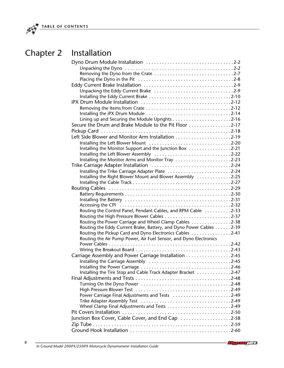 Chapter 2 installation | Dynojet 250ix: Pit Installation Guide User Manual | Page 4 / 163