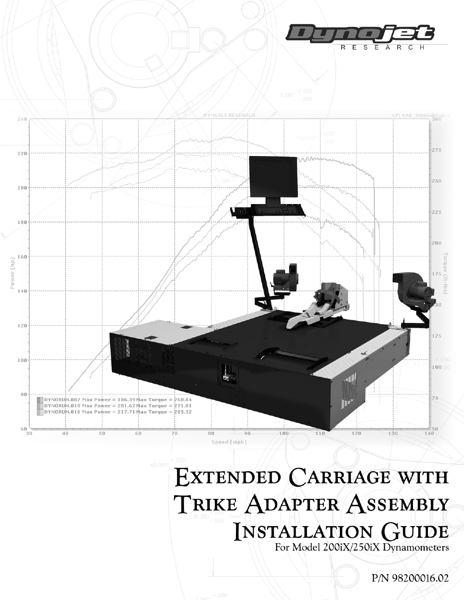Dynojet 250ix: Extended Carriage and Trike Adapter Assembly User Manual | 15 pages