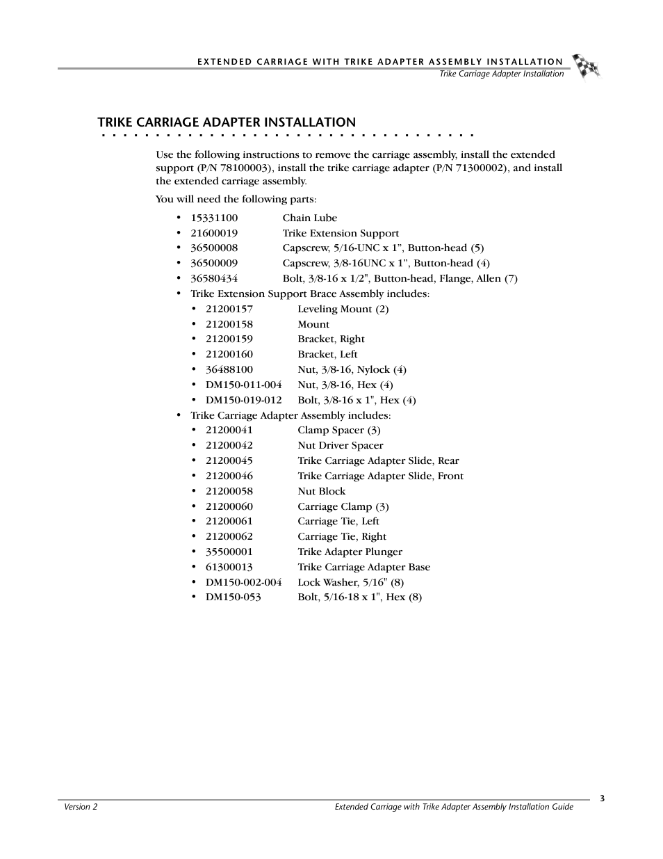 Trike carriage adapter installation | Dynojet 250ix: Extended Carriage and Trike Adapter Assembly User Manual | Page 7 / 15