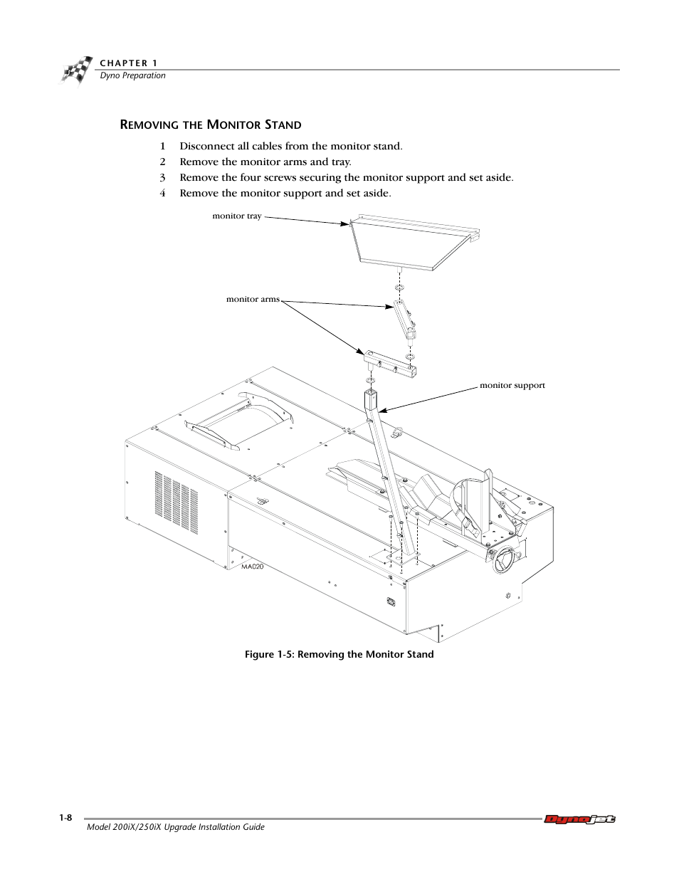 Removing the monitor stand | Dynojet 250iX: Upgrade Installation Guide User Manual | Page 16 / 56