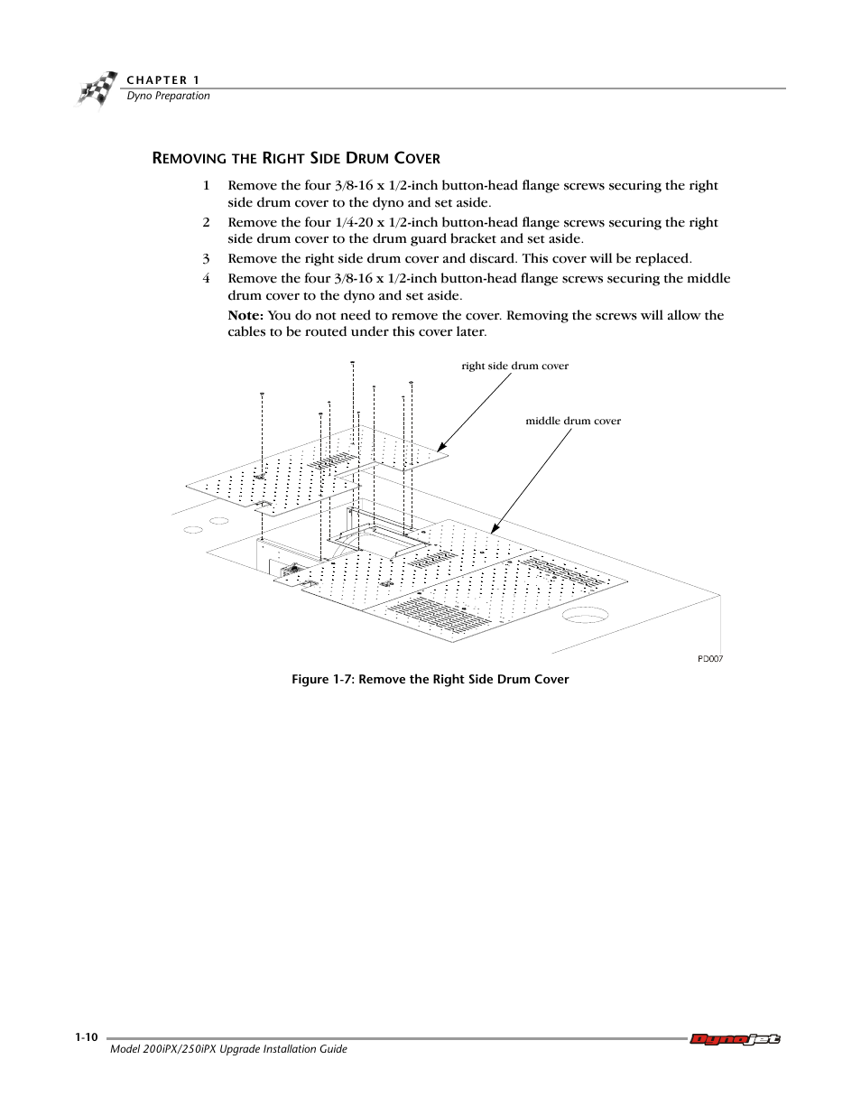 Removing the right side drum cover | Dynojet 250iPX: Installation Guide User Manual | Page 18 / 52