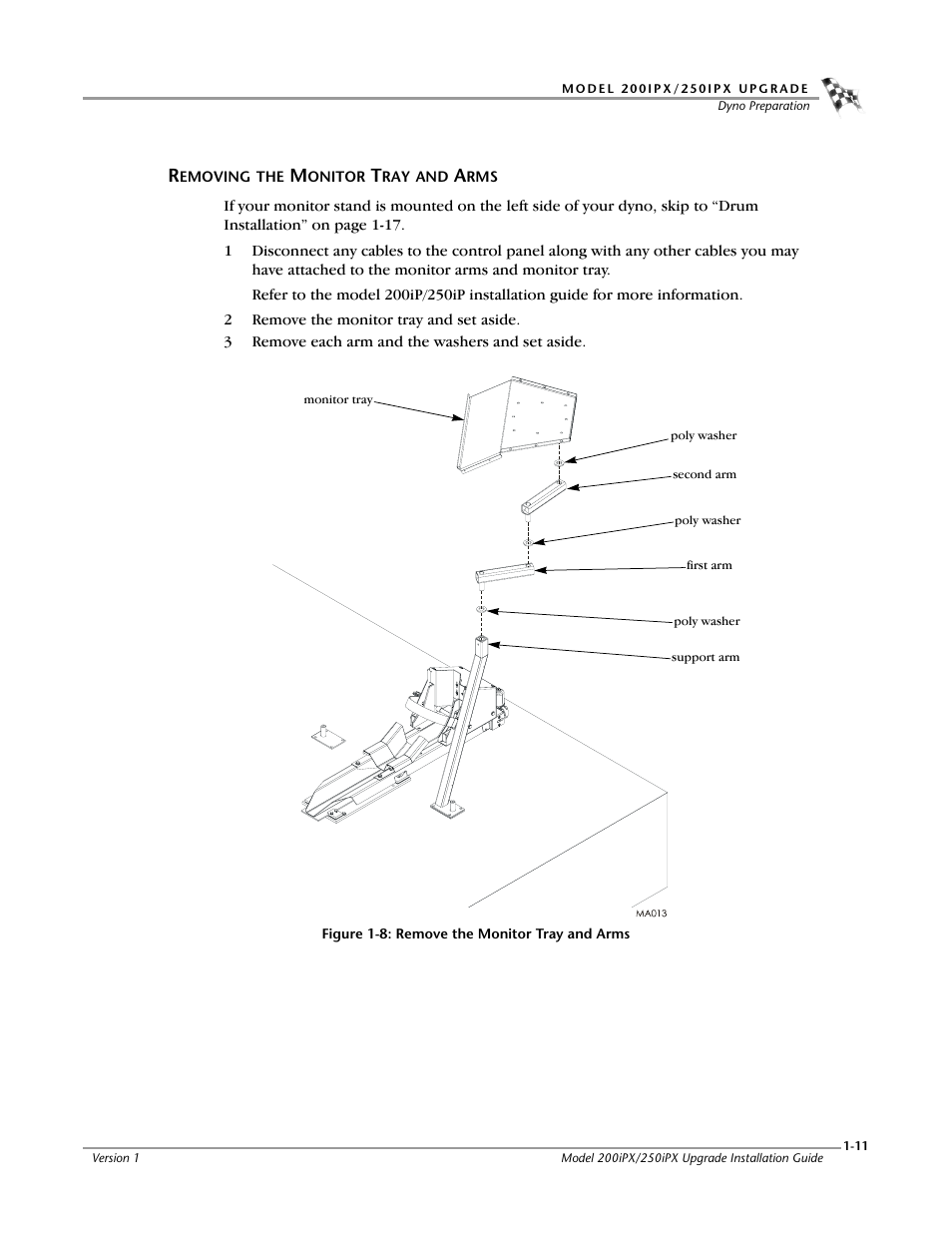 Removing the monitor tray and arms | Dynojet 250iPX: Installation Guide User Manual | Page 19 / 52