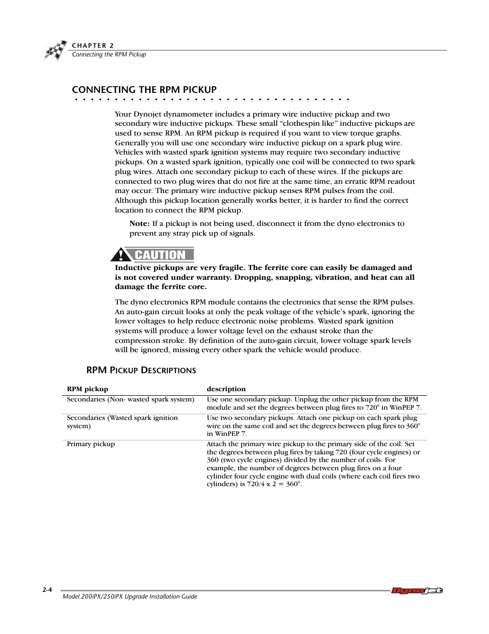 Connecting the rpm pickup, Rpm pickup descriptions | Dynojet 250iPX: Installation Guide User Manual | Page 40 / 52