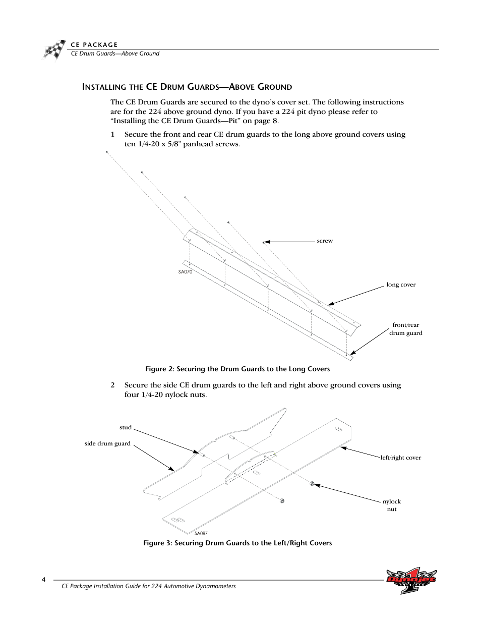 Installing the ce drum guards-above ground, Installing the ce drum guards—above ground | Dynojet 224: CE Package User Manual | Page 8 / 17