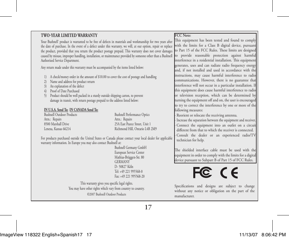 Bushnell 118322 User Manual | Page 17 / 34