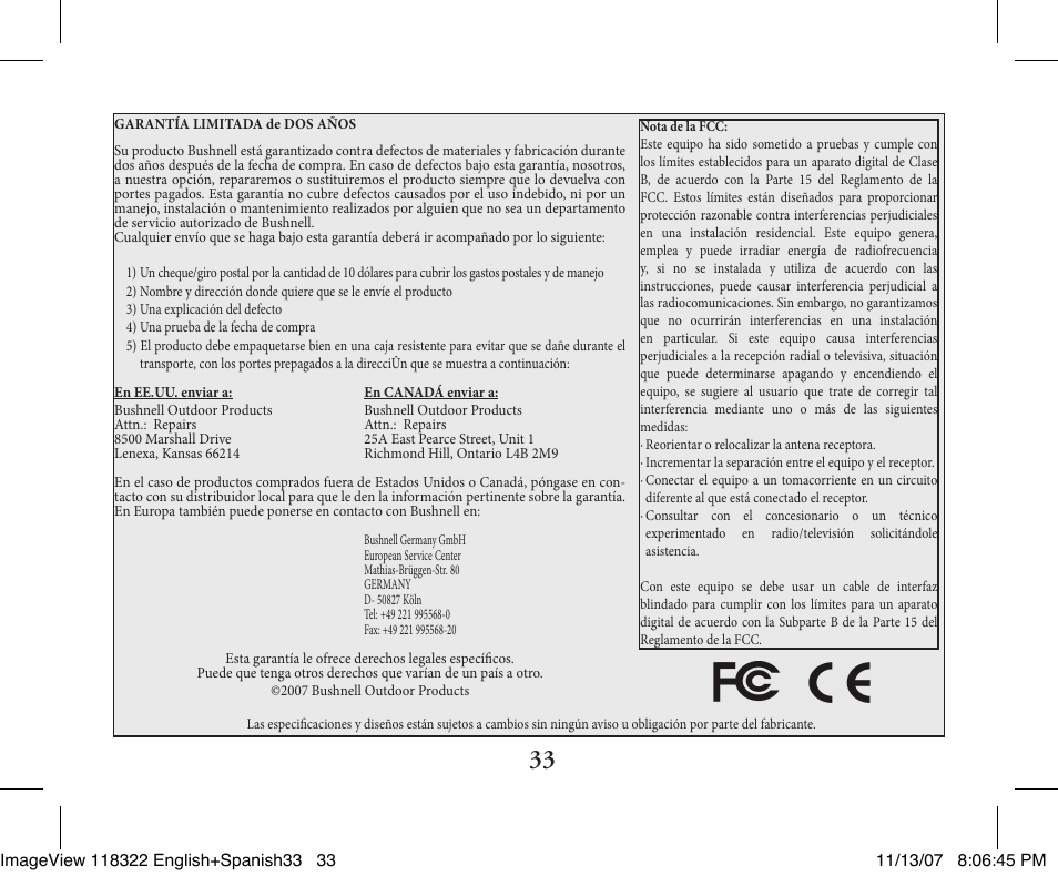 Bushnell 118322 User Manual | Page 33 / 34