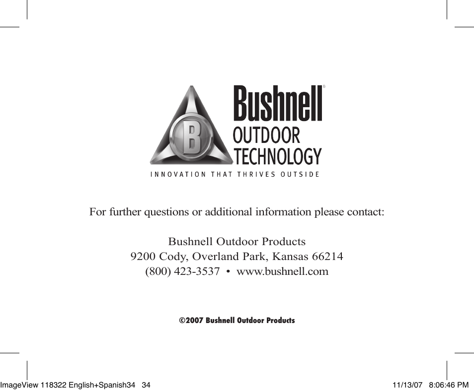 Bushnell 118322 User Manual | Page 34 / 34