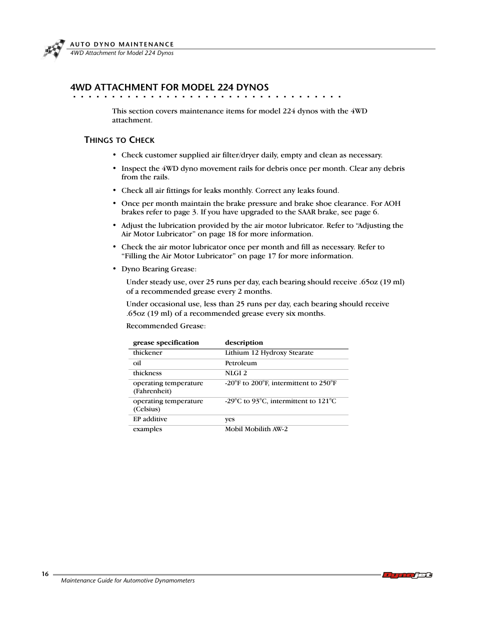 4wd attachment for model 224 dynos, Things to check | Dynojet 248: Maintenance Guide User Manual | Page 20 / 35