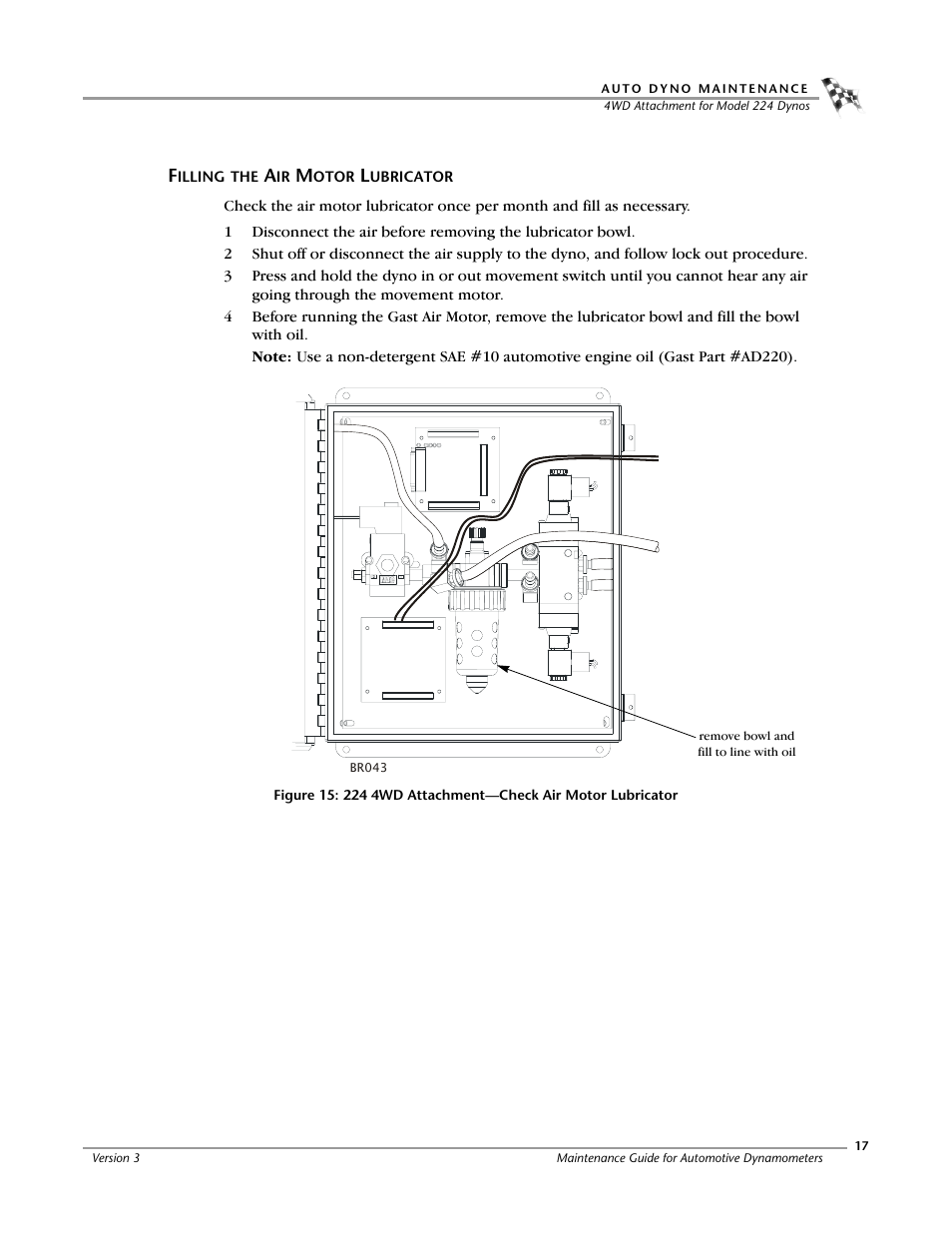 Filling the air motor lubricator | Dynojet 248: Maintenance Guide User Manual | Page 21 / 35