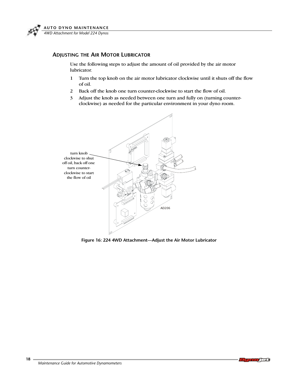Adjusting the air motor lubricator, To “adjusting the | Dynojet 248: Maintenance Guide User Manual | Page 22 / 35