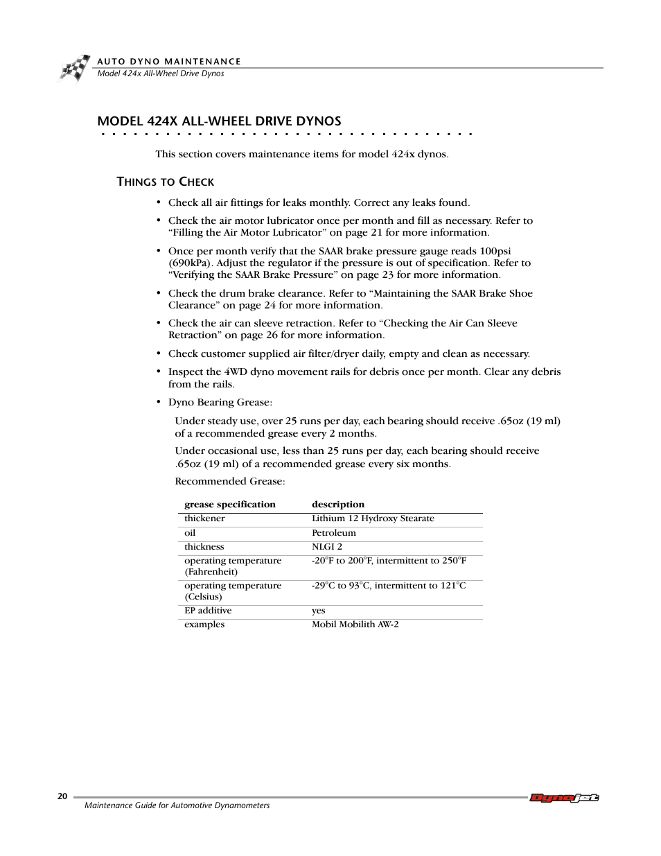 Model 424x all-wheel drive dynos, Things to check | Dynojet 248: Maintenance Guide User Manual | Page 24 / 35