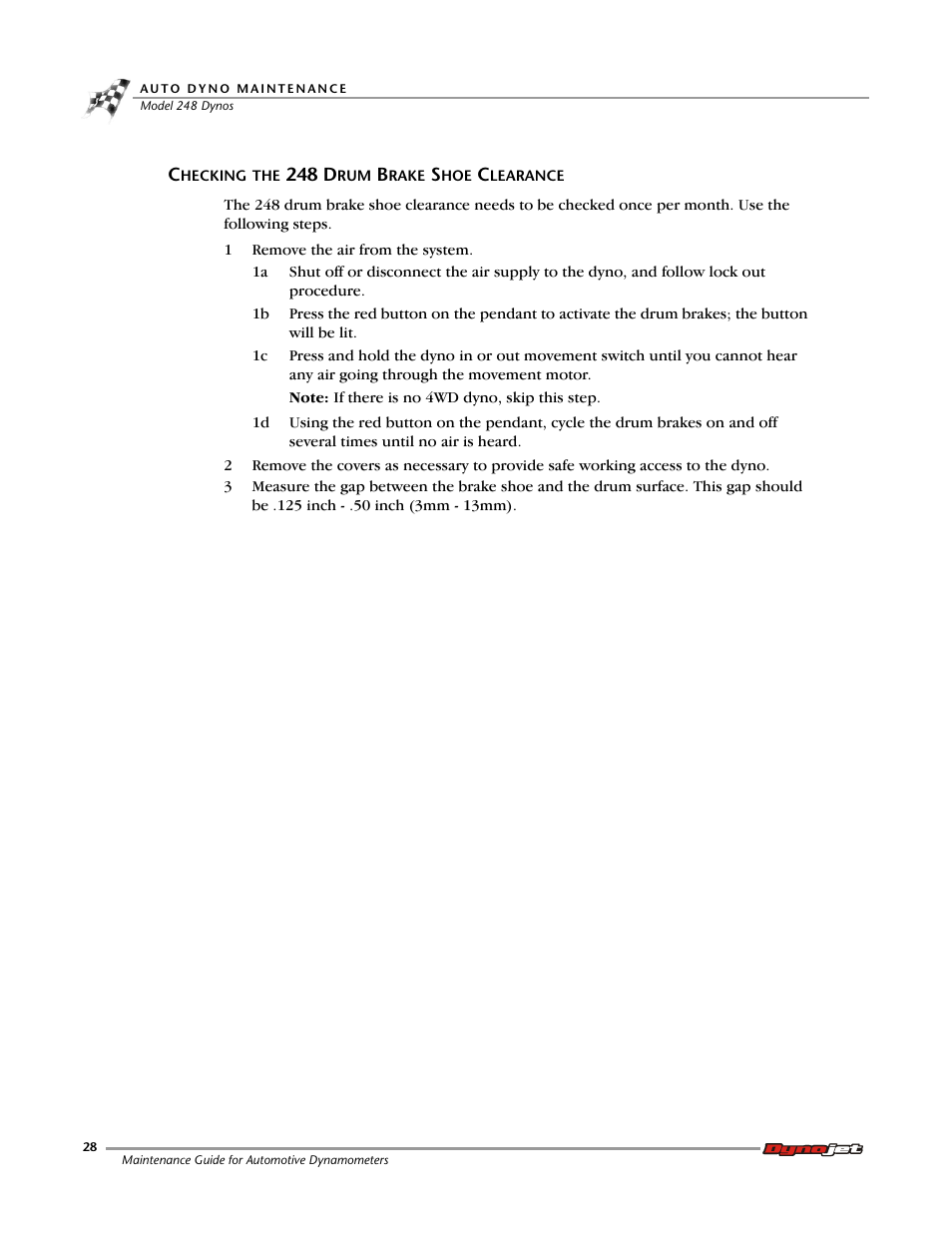 Checking the 248 drum brake shoe clearance | Dynojet 248: Maintenance Guide User Manual | Page 32 / 35