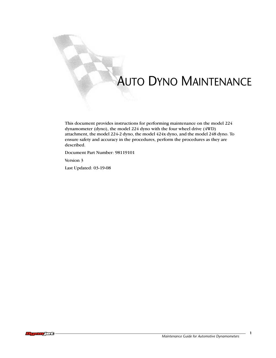 Auto dyno maintenance | Dynojet 248: Maintenance Guide User Manual | Page 5 / 35