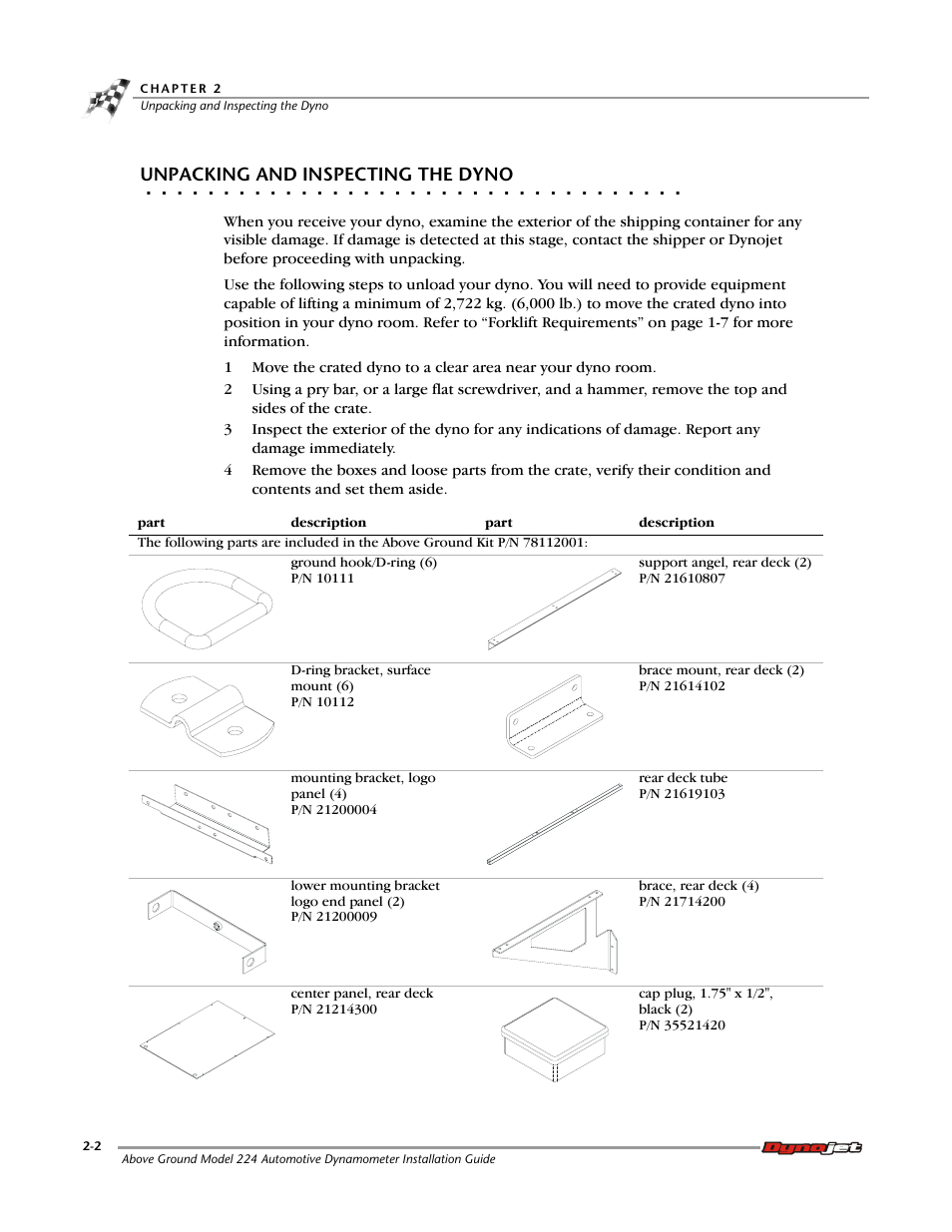 Unpacking and inspecting the dyno | Dynojet 224x: Installation Guide User Manual | Page 22 / 78