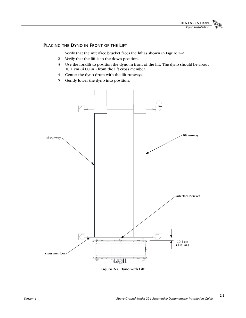 Placing the dyno in front of the lift | Dynojet 224x: Installation Guide User Manual | Page 25 / 78