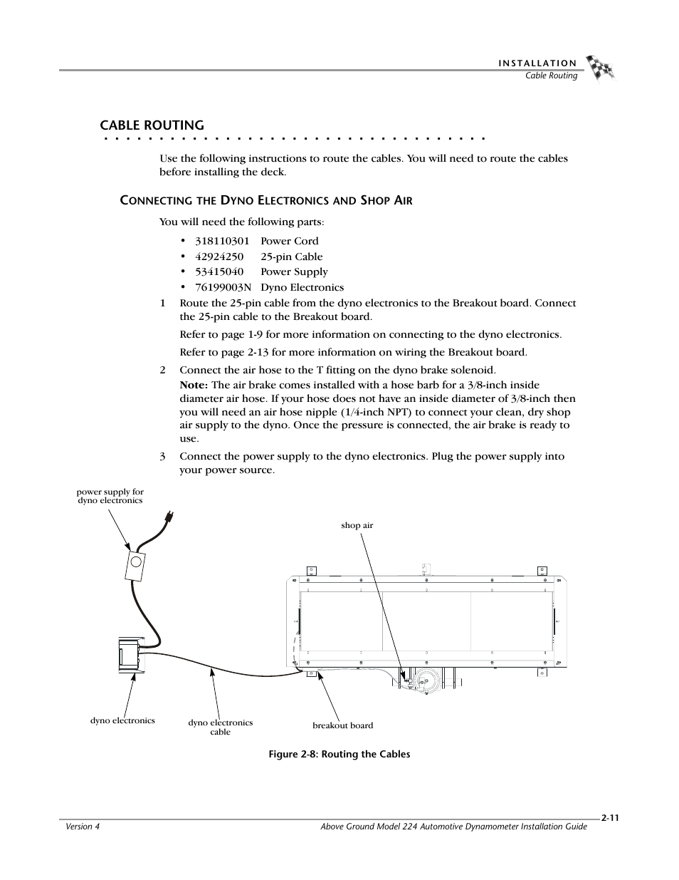 Cable routing, Connecting the dyno electronics and shop air | Dynojet 224x: Installation Guide User Manual | Page 31 / 78