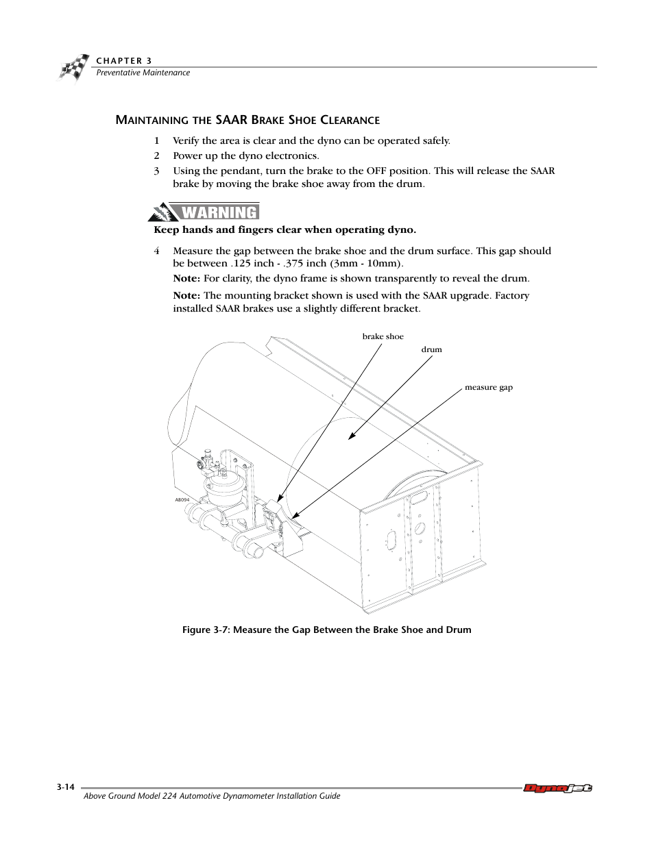 Maintaining the saar brake shoe clearance | Dynojet 224x: Installation Guide User Manual | Page 56 / 78