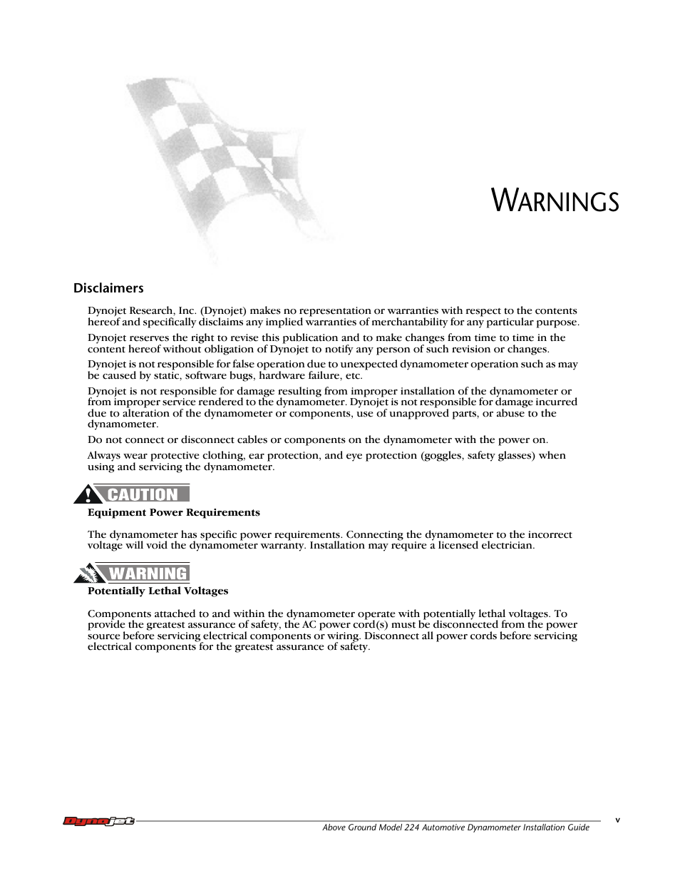 Warnings, Arnings | Dynojet 224x: Installation Guide User Manual | Page 7 / 78