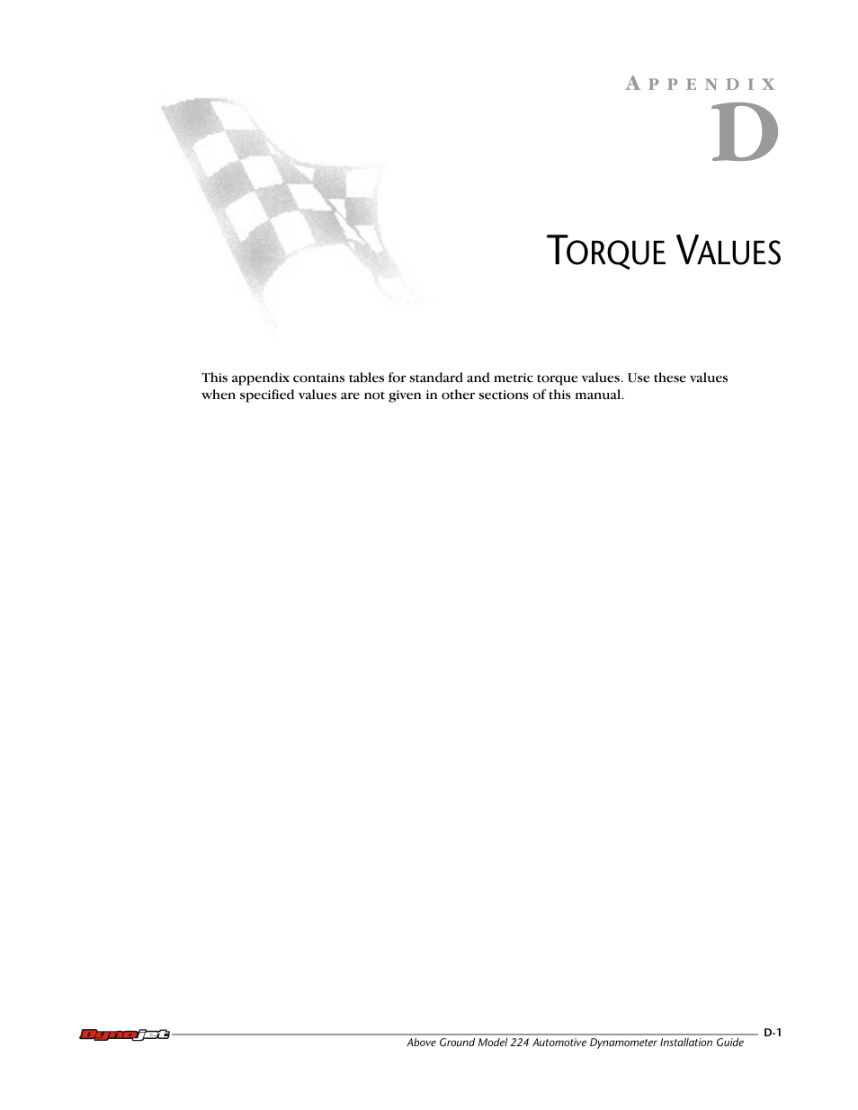 D - torque values | Dynojet 224x: Installation Guide User Manual | Page 73 / 78