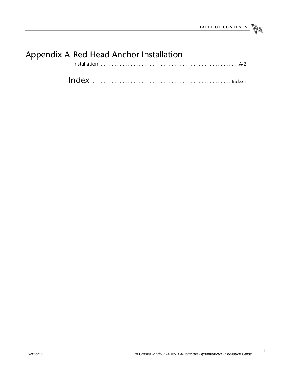 Appendix a red head anchor installation, Index | Dynojet 224/4WD: Installation Guide User Manual | Page 5 / 77