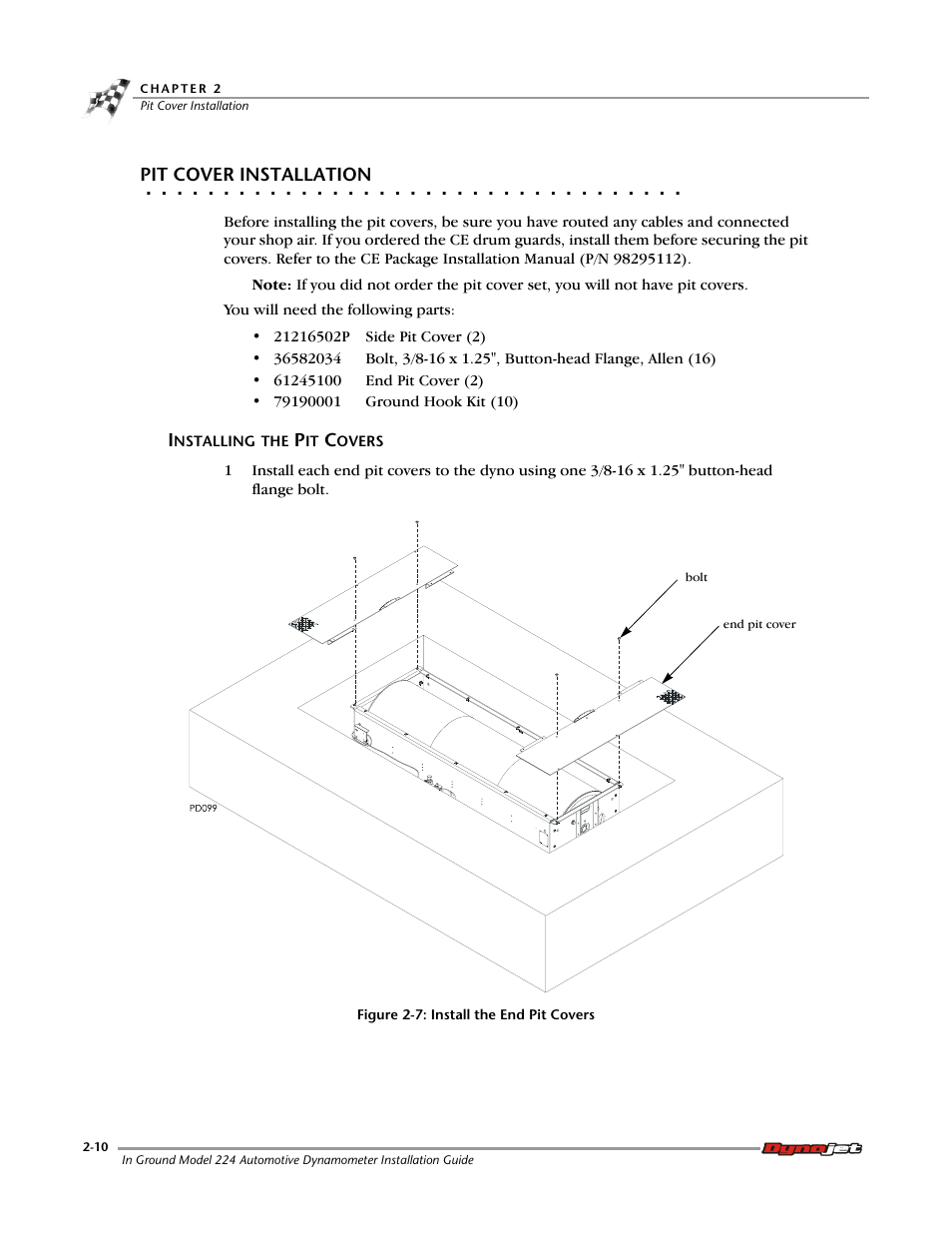 Pit cover installation, Installing the pit covers | Dynojet 224: Pit Installation Guide User Manual | Page 30 / 56