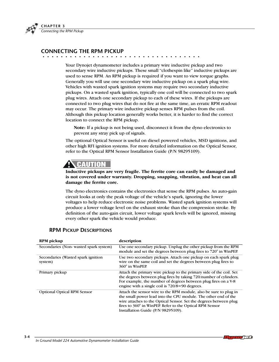 Connecting the rpm pickup, Rpm pickup descriptions | Dynojet 224: Pit Installation Guide User Manual | Page 36 / 56