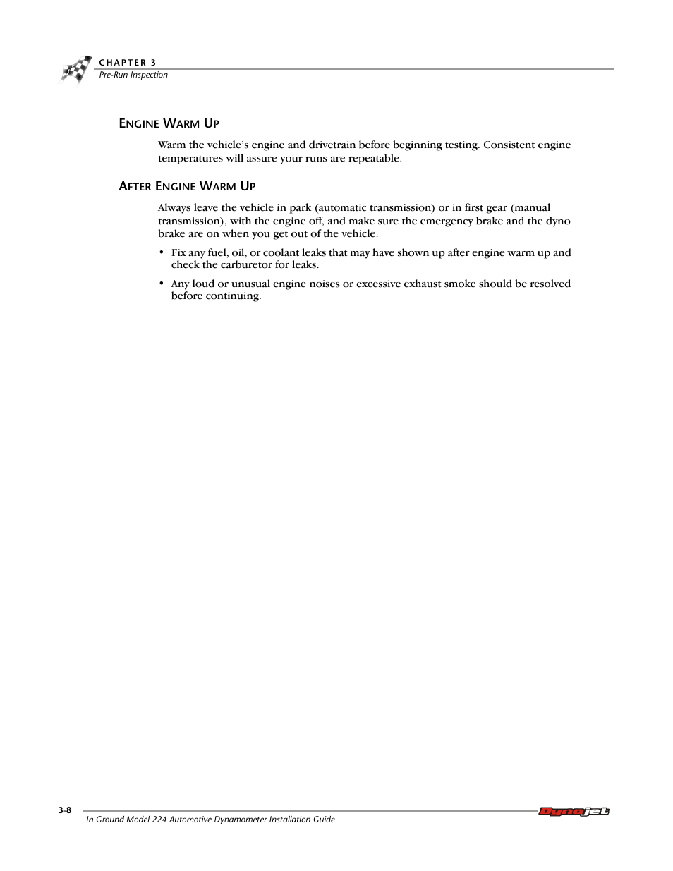 Engine warm up, After engine warm up | Dynojet 224: Pit Installation Guide User Manual | Page 40 / 56