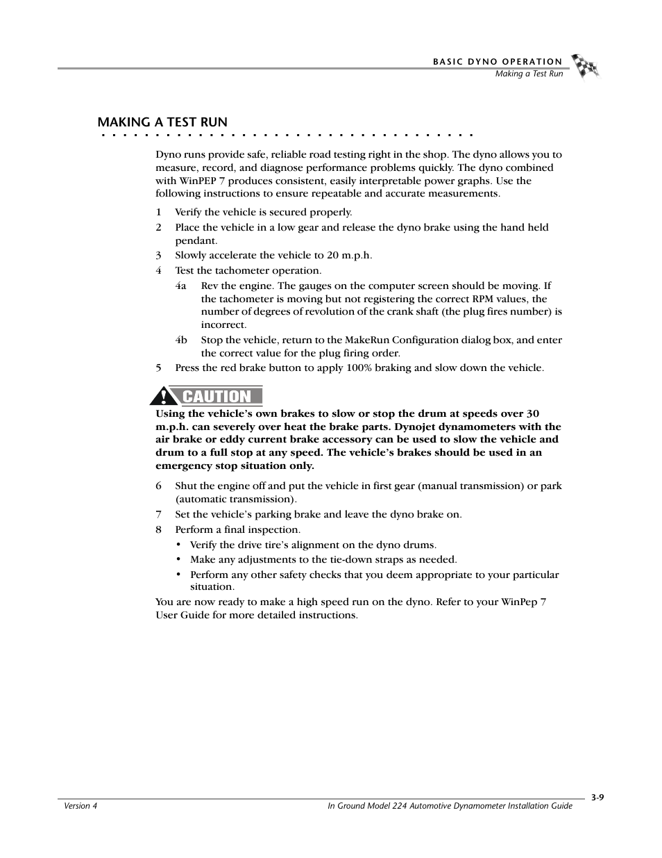 Making a test run | Dynojet 224: Pit Installation Guide User Manual | Page 41 / 56