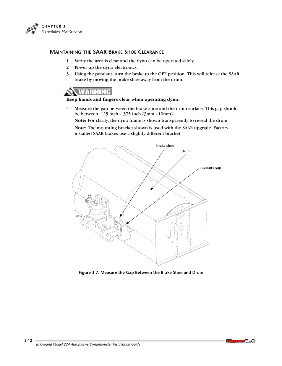 Maintaining the saar brake shoe clearance | Dynojet 224: Pit Installation Guide User Manual | Page 44 / 56