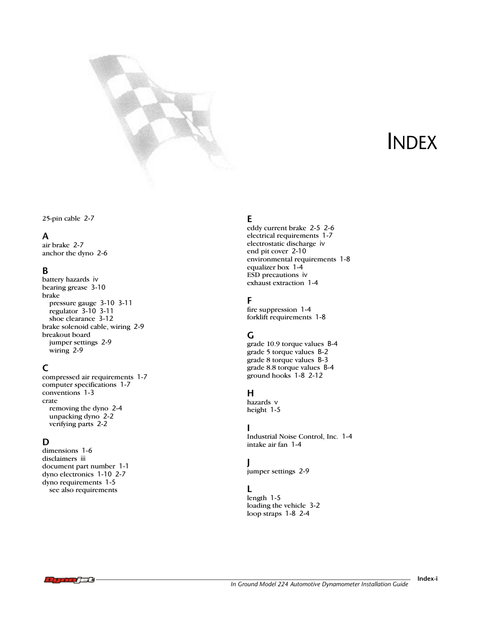 Index, Ndex | Dynojet 224: Pit Installation Guide User Manual | Page 55 / 56