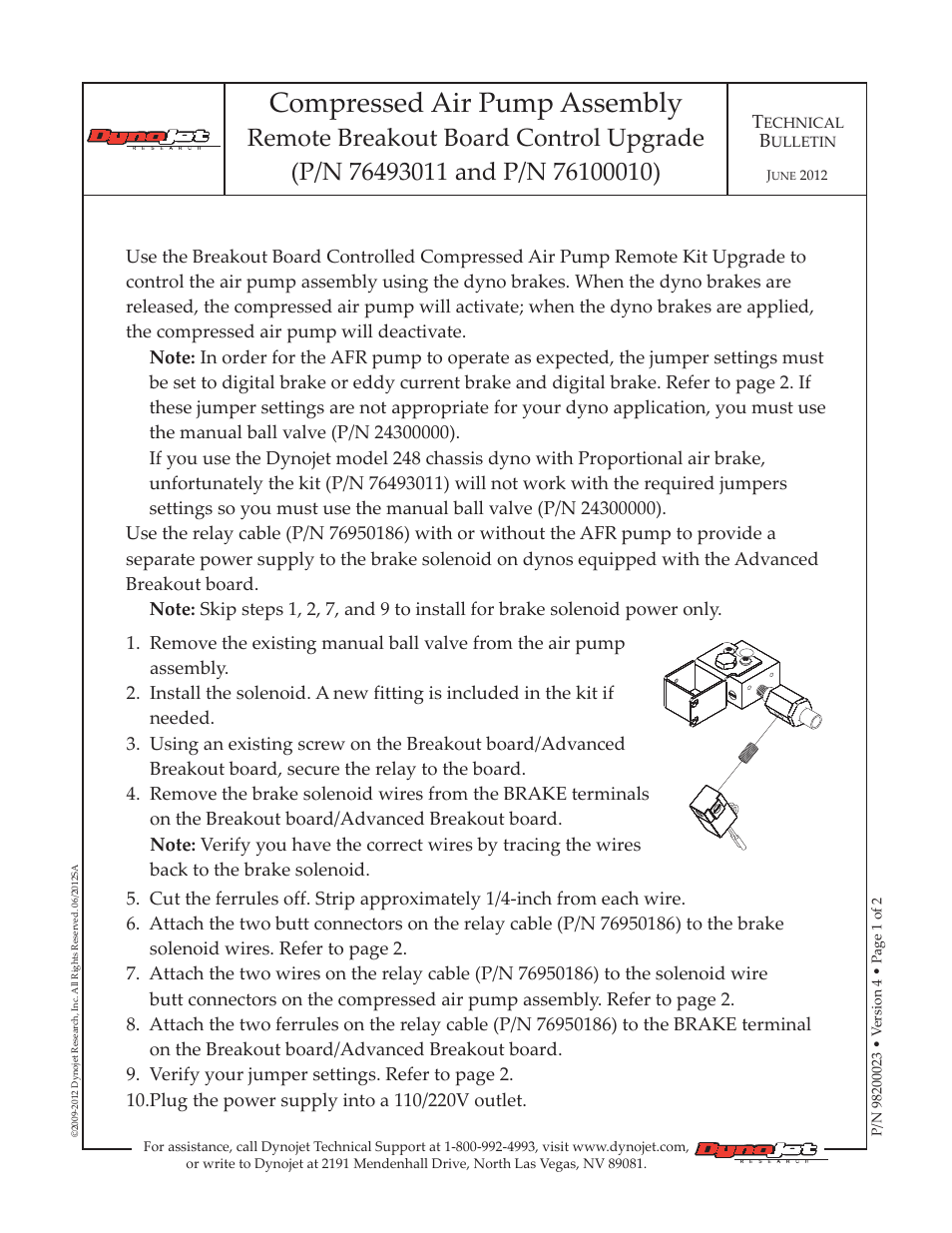 Dynojet Compressed Air Pump Assy & Remote BOB Upgrade User Manual | 2 pages