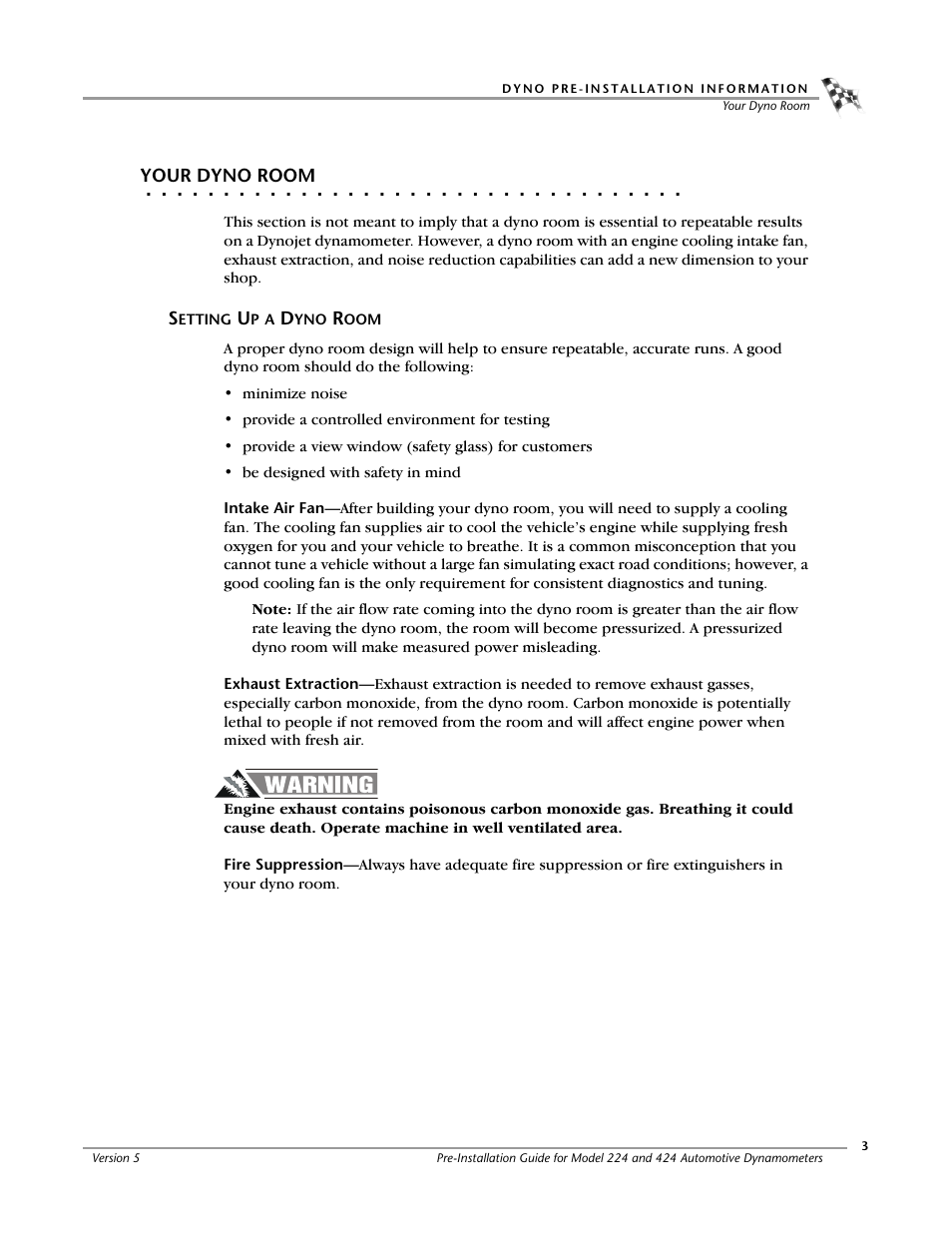 Your dyno room, Setting up a dyno room | Dynojet 424xlc2: Pre-Installation Guide User Manual | Page 11 / 63