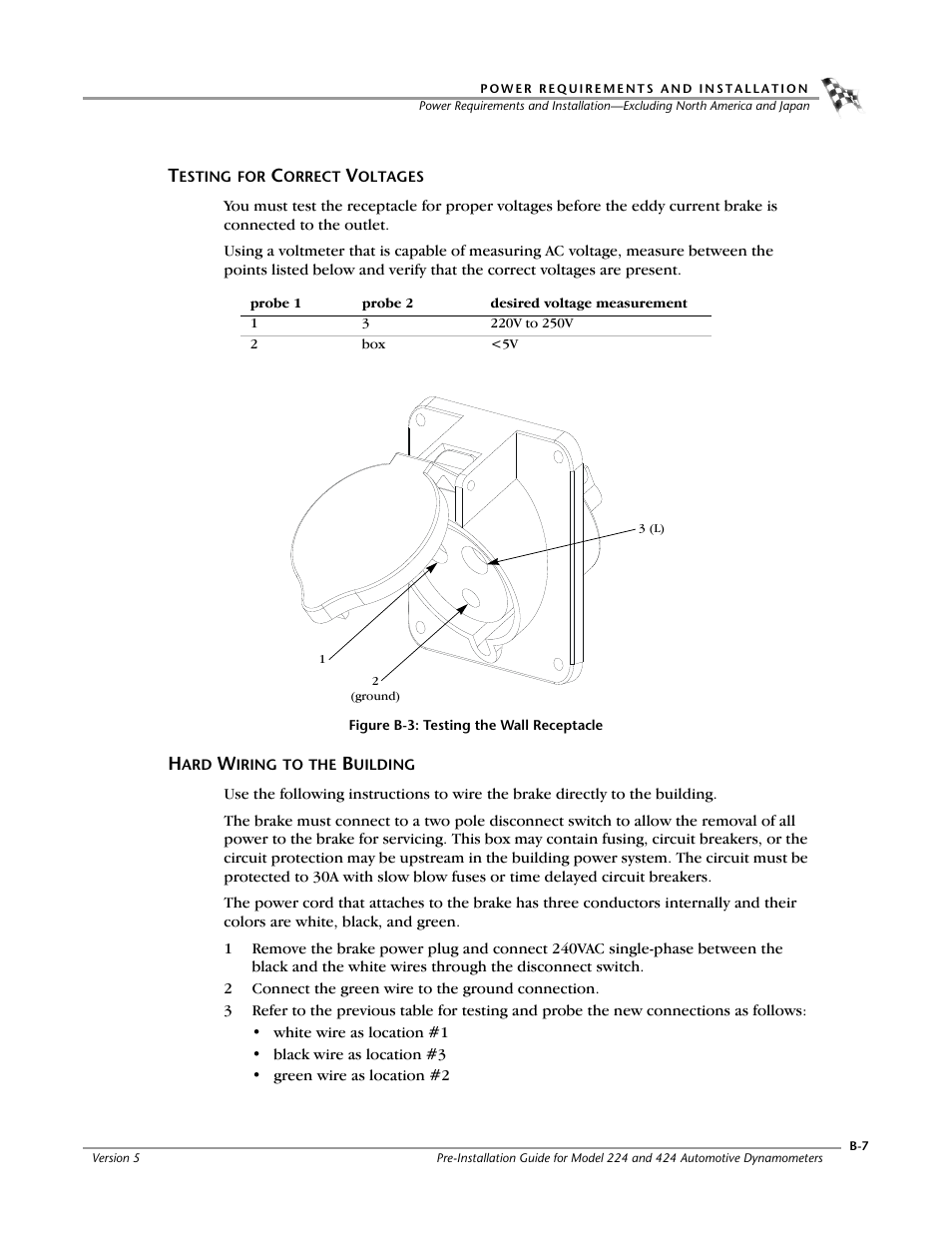 Testing for correct voltages, Hard wiring to the building | Dynojet 424xlc2: Pre-Installation Guide User Manual | Page 59 / 63