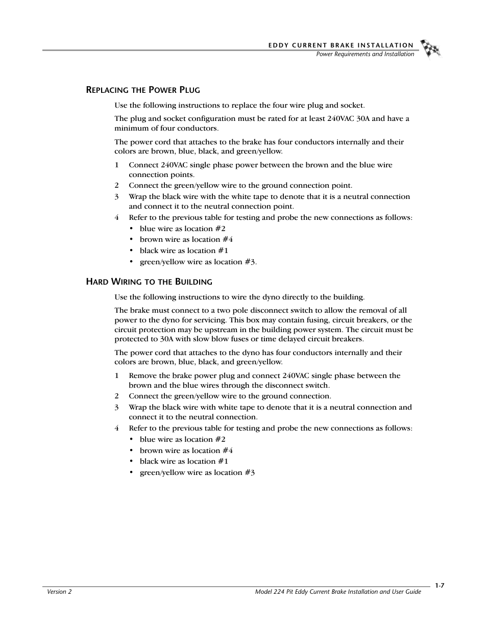 Replacing the power plug, Hard wiring to the building | Dynojet 224: Pit Eddy Current Brake User Manual | Page 11 / 69
