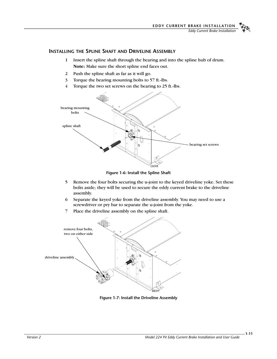 Installing the spline shaft and driveline assembly | Dynojet 224: Pit Eddy Current Brake User Manual | Page 15 / 69