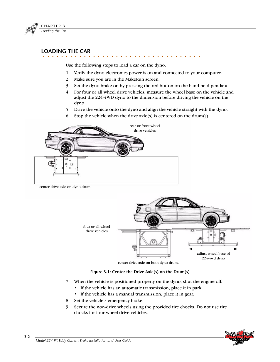 Loading the car | Dynojet 224: Pit Eddy Current Brake User Manual | Page 44 / 69