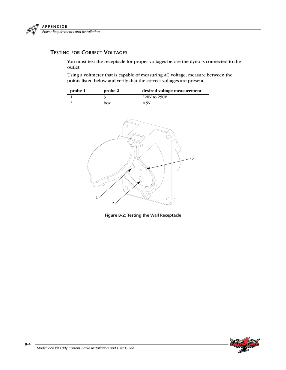 Testing for correct voltages | Dynojet 224: Pit Eddy Current Brake User Manual | Page 60 / 69