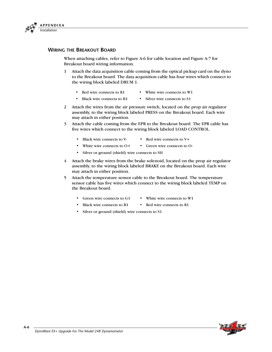 Wiring the breakout board | Dynojet 248x: DynoWare EX+ Upgrade User Manual | Page 20 / 22