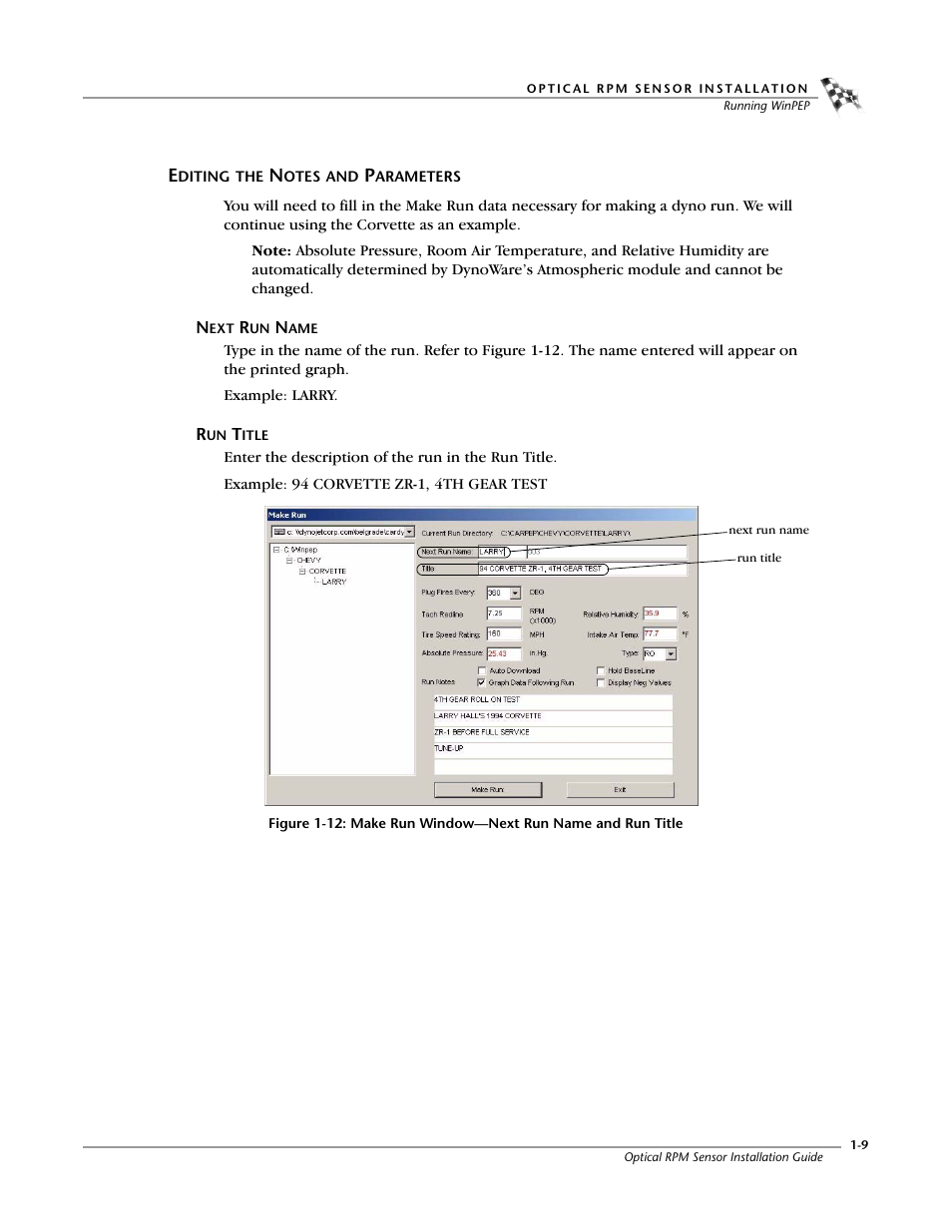 Editing the notes and parameters -9 | Dynojet Optical RPM Sensor User Manual | Page 15 / 22