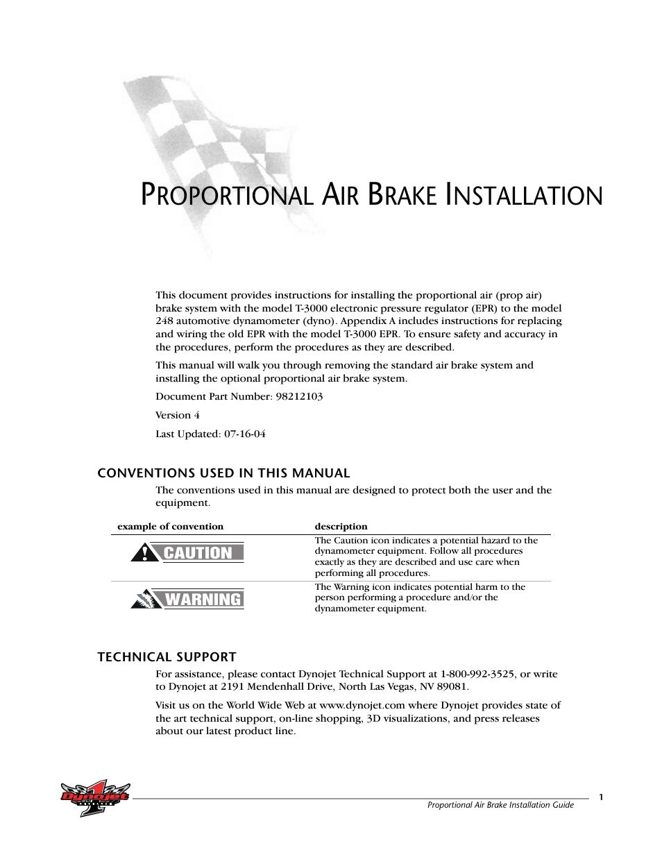 Proportional air brake installation, Conventions used in this manual, Technical support | Roportional, Rake, Nstallation | Dynojet Proportional Air Brake User Manual | Page 5 / 21