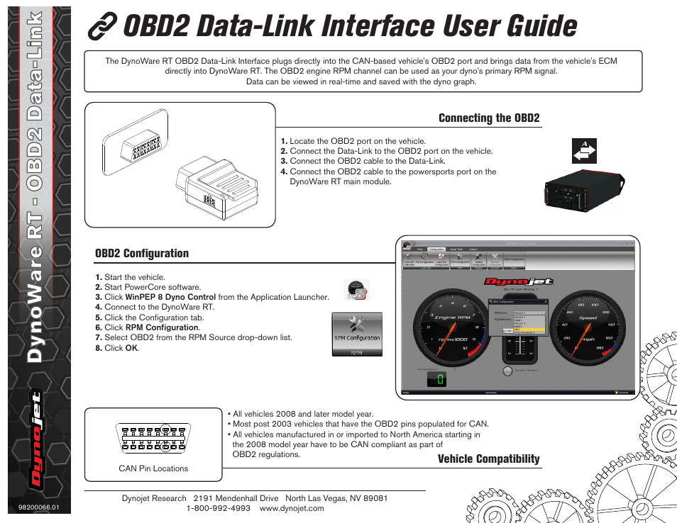 Dynojet 424: Quick start for DWRT OBD2 device User Manual | 1 page