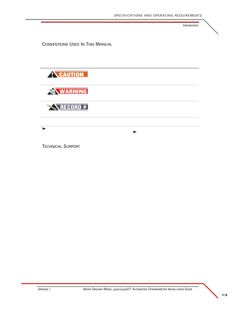 Conventions used in this manual, Technical support, Record | Dynojet 424xLC2: Installation Guide User Manual | Page 13 / 190